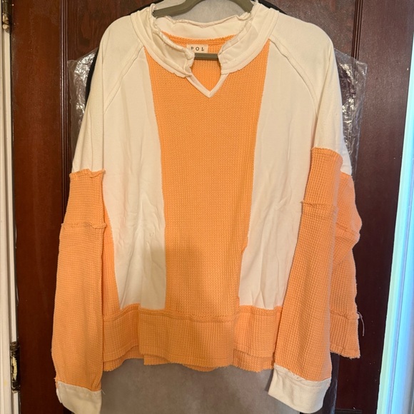 POL Orange and White Contrast Sweater - Picture 1 of 2